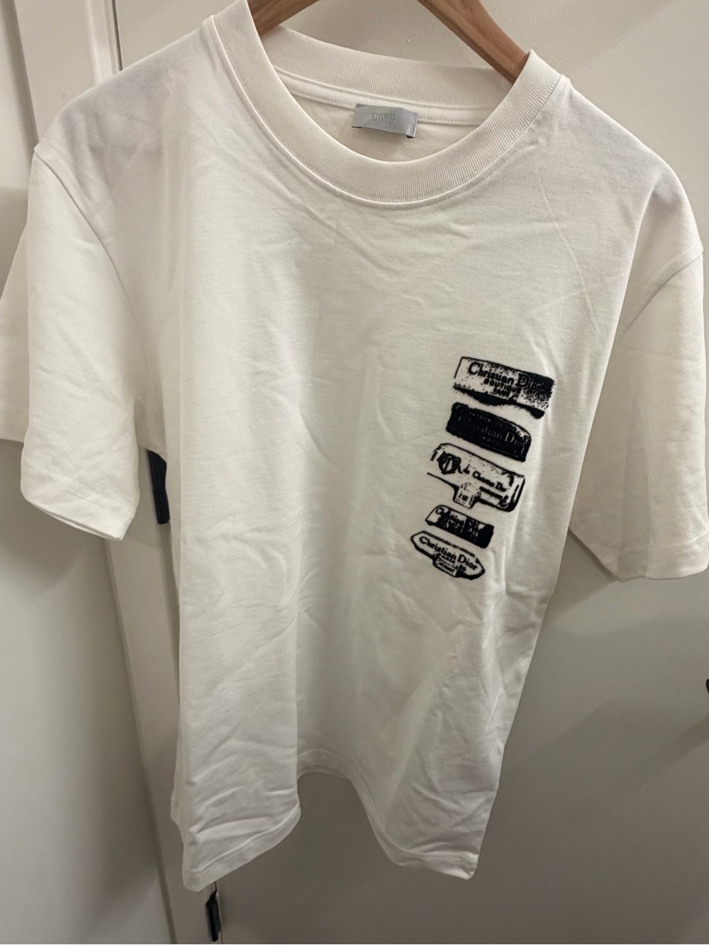 Dior White T-Shirt with Black Logo Graphic